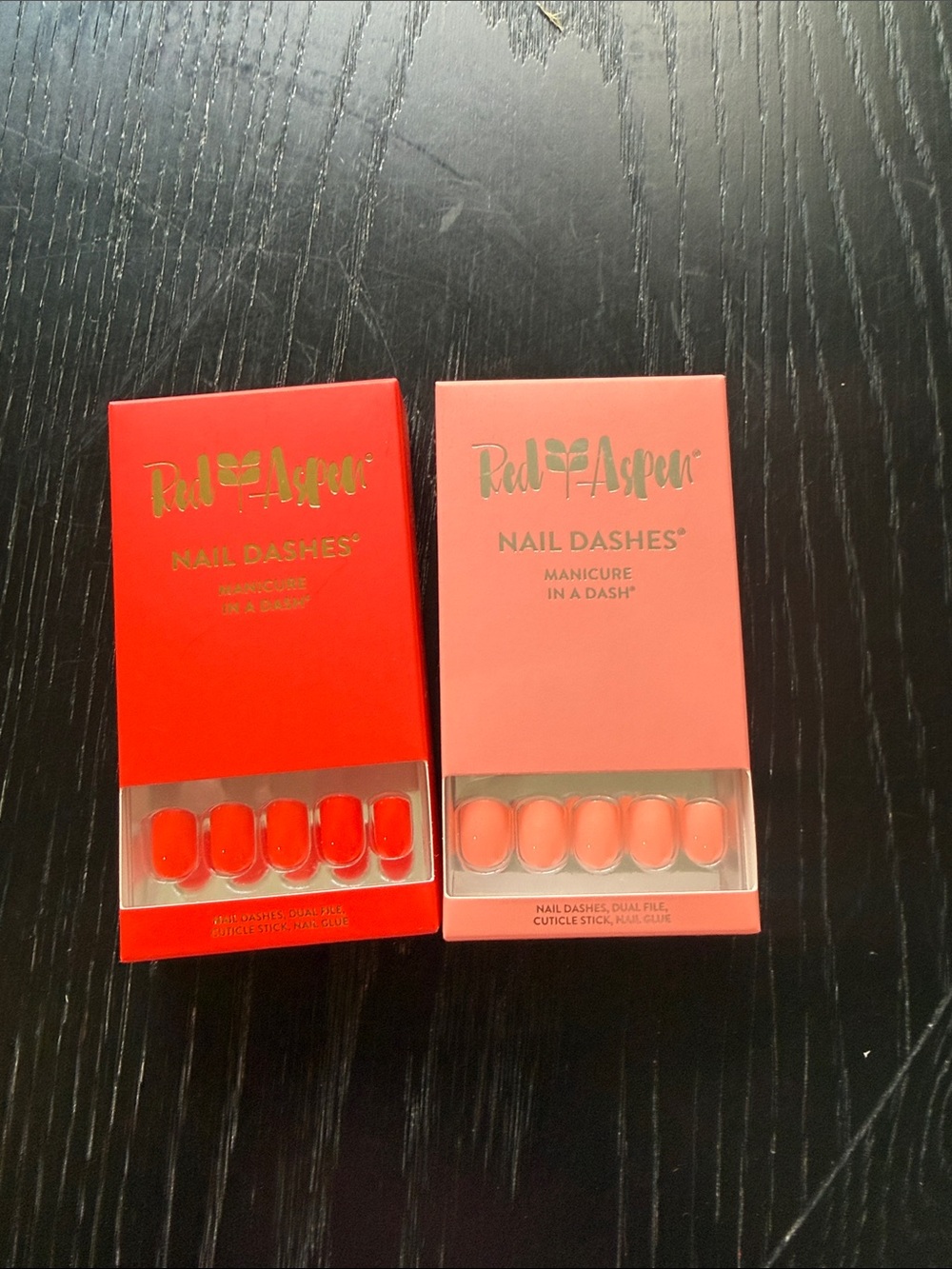 Red Aspen Nail Dashes Press-On Nails - Red & Coral Set/bundle
